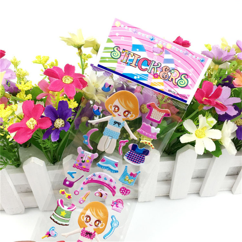 Set 5 Tấm Sticker Phồng 3D Dán Trang Phục Cho Bé Gái