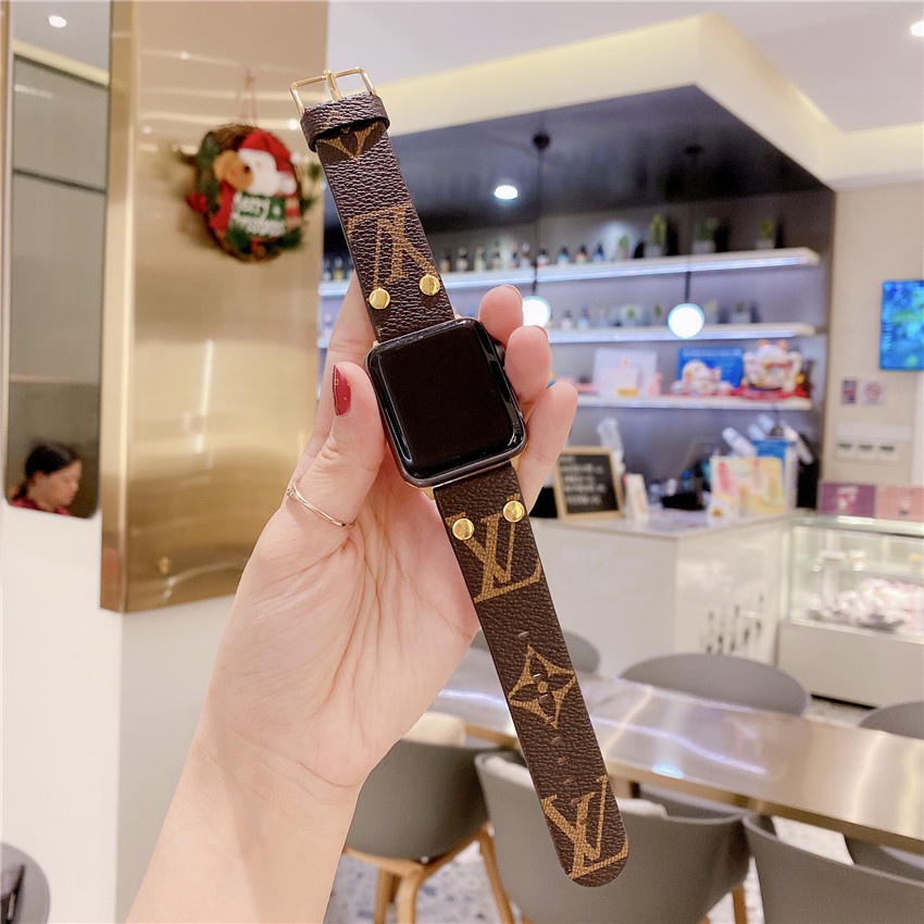 Dây Đeo Bằng Da LV Dành Cho Đồng Hồ Thông Minh Apple Watch 8 Ultra 7 49mm 45mm 41mm 44mm 40mm 42mm 38mm i-Watch 6 SE 5 4 3