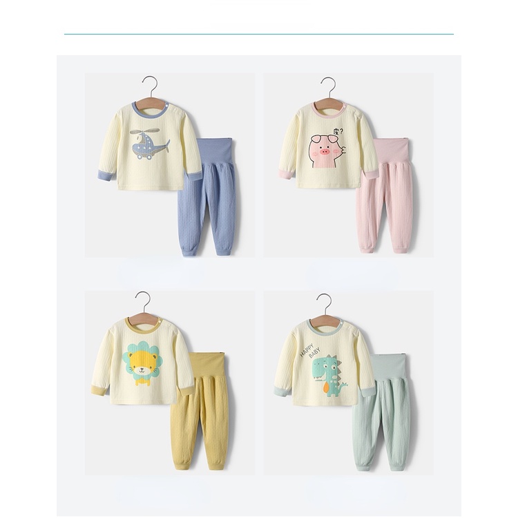 Bộ quần áo lót cotton lưng cao bảo vệ bụng em bé thời trang xuân thu