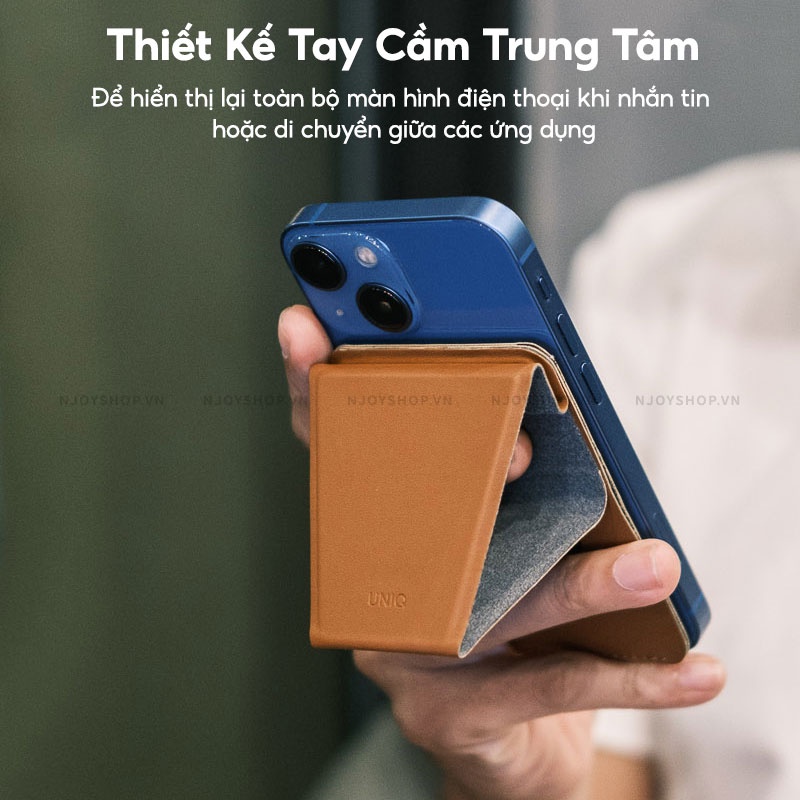 Ví Đựng Thẻ Uniq Lyft Hỗ Trợ Hít Nam Châm Từ Tính Không Dây Kiêm Giá Đỡ Da Tổng Hợp Tặng Miếng Dán Nam Châm Njoyshop