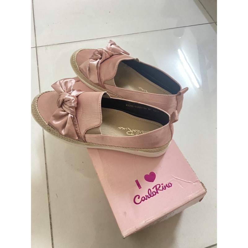 Giày Carlo Rino nơ hồng (size 37, có hộp) - Pass