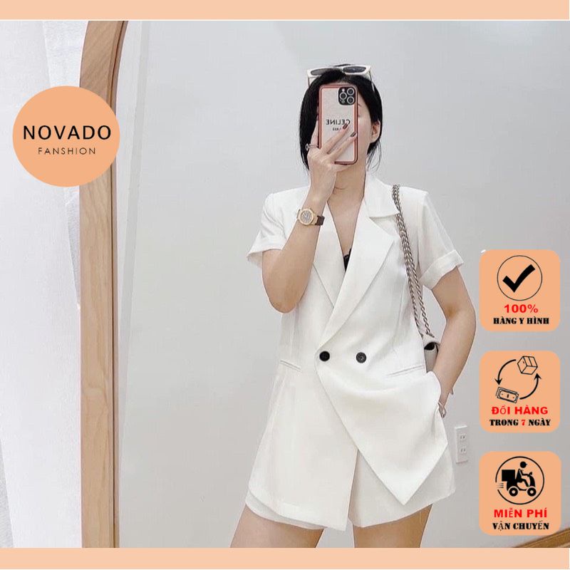 Áo blaze cộc tay - Áo vest nữ thiết kế sang trọng hiện đại màu sắc tươi tắn Free size đủ 3 màu