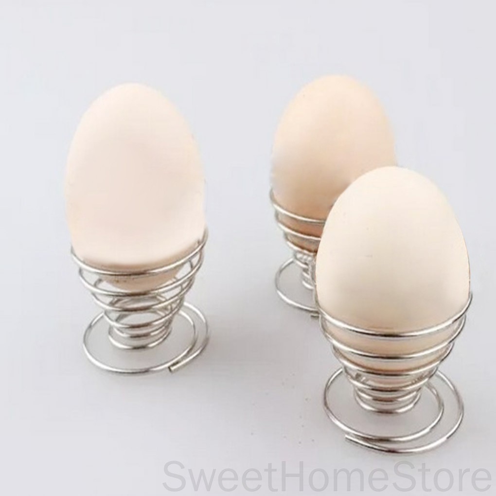 Metal Egg Cup Spiral Kitchen Breakfast Hard Boiled Spring Holder LYHM