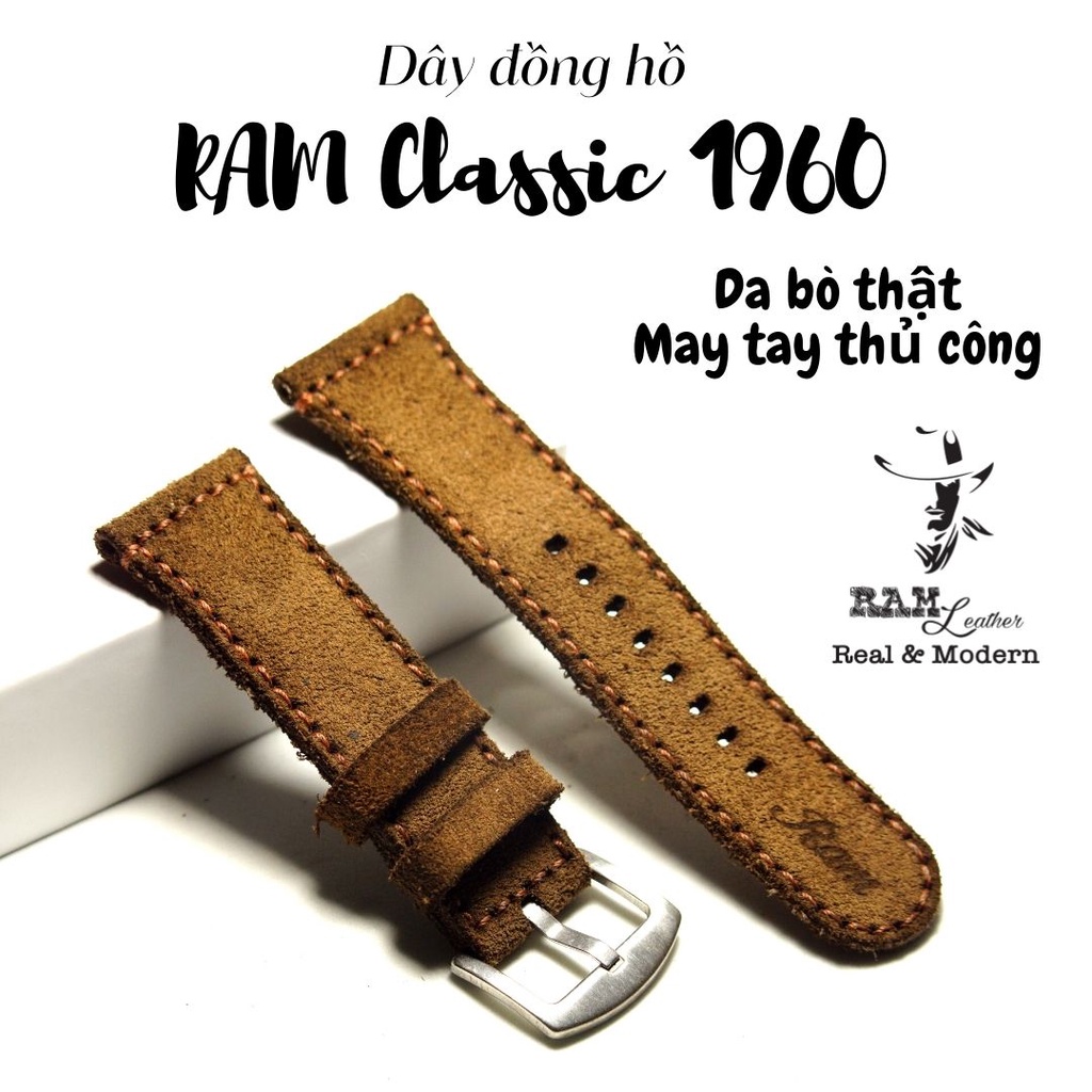 Dây đồng hồ RAM Leather vintage Apple Watch , iWatch , iphone Watch da bò thật - RAM Classic 1960 màu nâu vintage