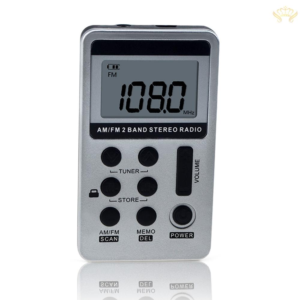 Đài phát thanh kỹ thuật số HRD-103 2 băng tần AM FM di động bỏ túi có tai nghe và cáp sạc
