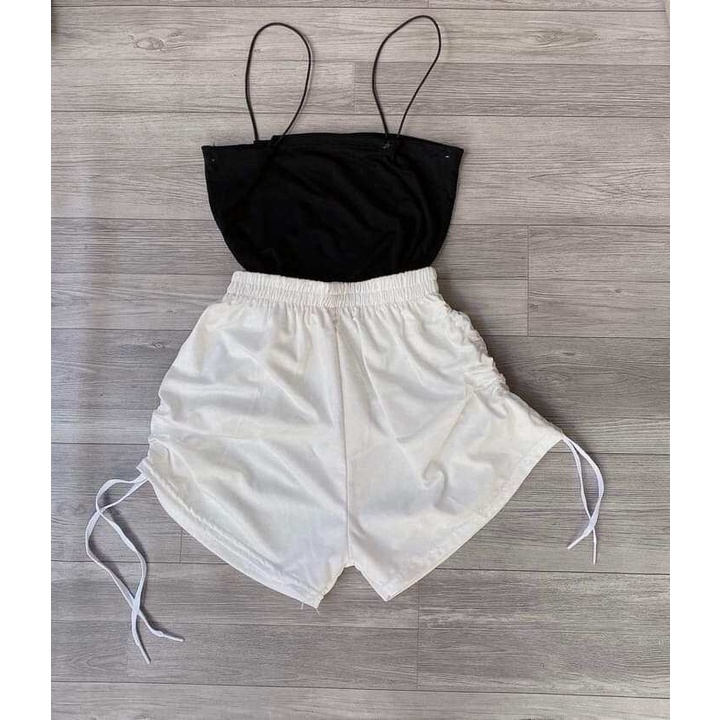 SÉT ÁO 2 DÂY QUẦN ĐÙI RÚT SƯỜN CỰC XINH PHOM 40-58KG MANG VỪA  cho các nàng mix chung hoặc tách riêng đều đẹp