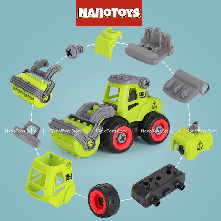 Đồ chơi xe Nông nghiệp lắp ráp kèm tua vít - 2 size - NANOTOYS STORE