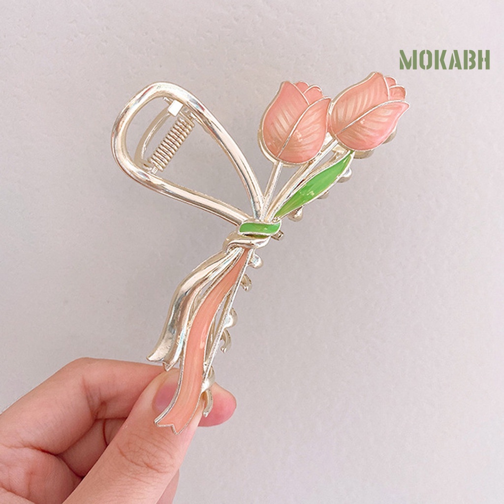 < Kẹp Tóc Càng Cua Hoa Tulip Viền Mịn Sang Trọng Cao Cấp Phong Cách Ngọt Ngào Tươi Mới Cho Nữ