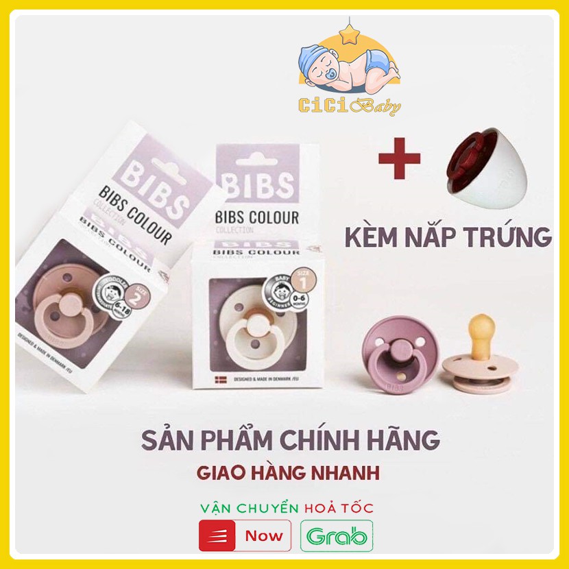 Ti giả BIBS Đan Mạch Làm Từ Cao Su Thiên Nhiên Mềm Mại, núm vú giả hỗ trợ chỉnh nha chống hô cho bé