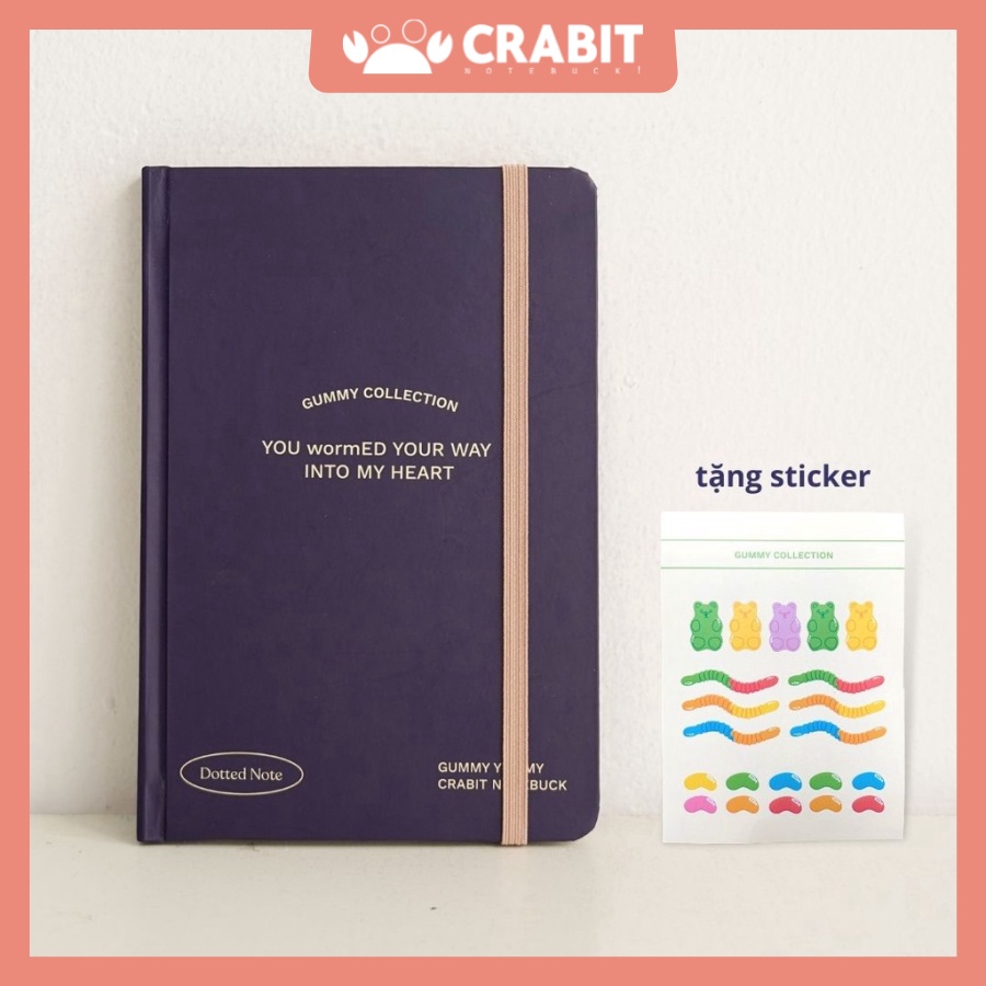 Sổ Tay Bỏ Túi Crabit, Sổ Dotgrid 100gsm, Gummy Collection, Worm Xanh Đậm