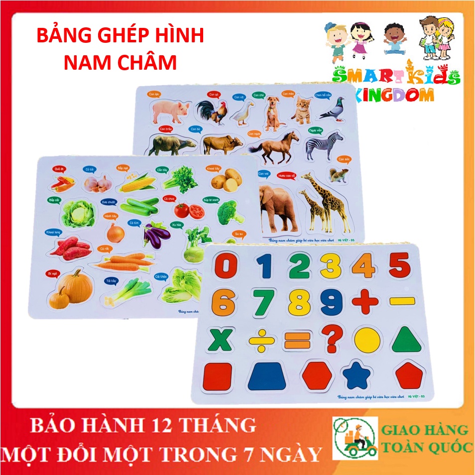 Bảng Ghép Hình Nam Châm dán tủ lạnh cho bé học thông minh tiện lợi nhiều chủ đề