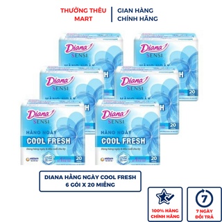 6 gói x 20 miếng Băng vệ sinh hằng ngày Diana Sensi Cool Fresh