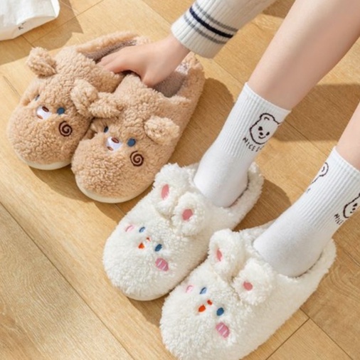 Dép Bông Đi Trong Nhà, Văn Phòng Làm Việc Hình Dáng Chú Thỏ Siêu Đáng Yêu