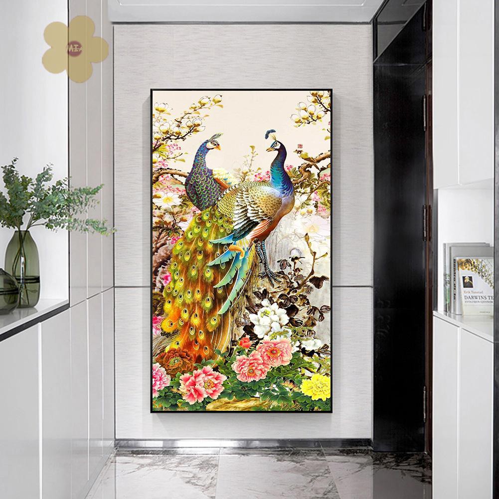 Bộ Tranh Đính Đá Tự Làm Hình Chim Công