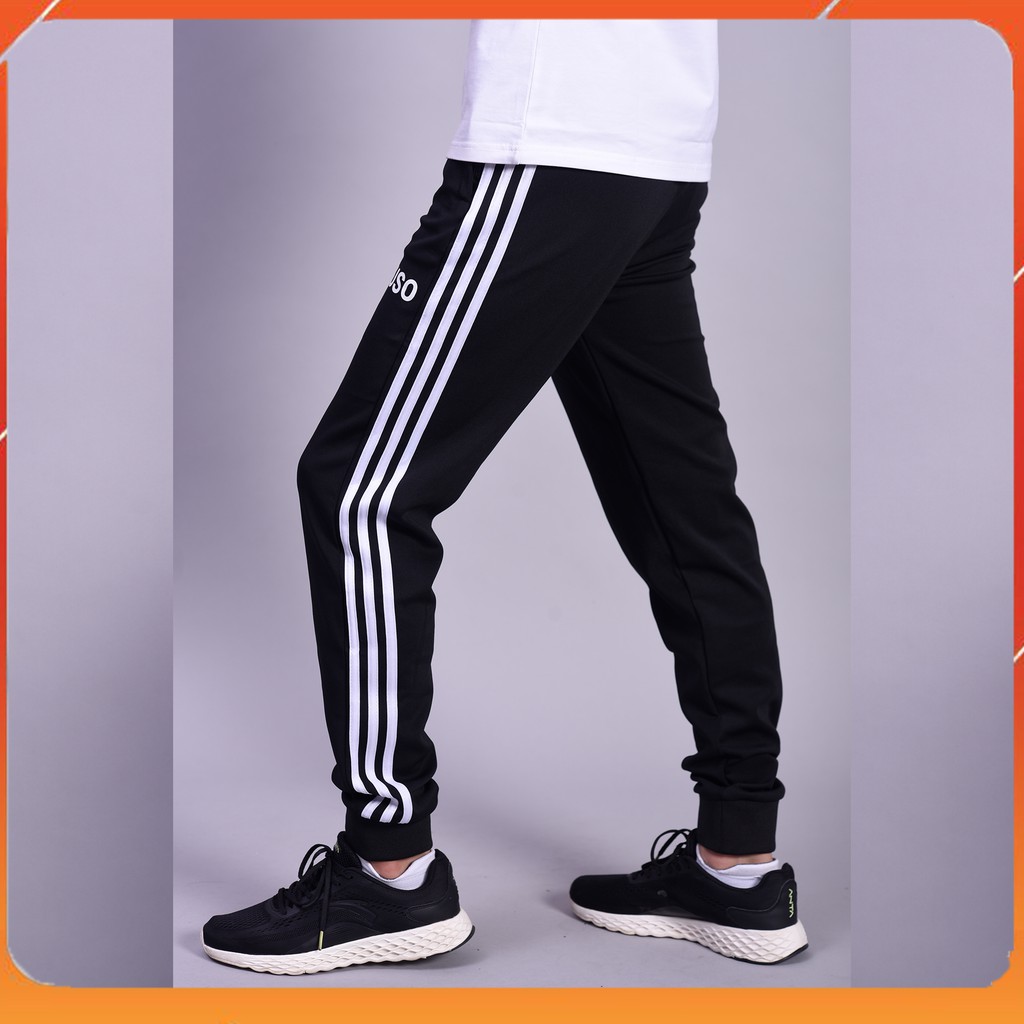 Quần Jogger 3 Sọc Trắng Logo Ép TaDuSo, Ống Bo Chun Phong Cách Thể Thao