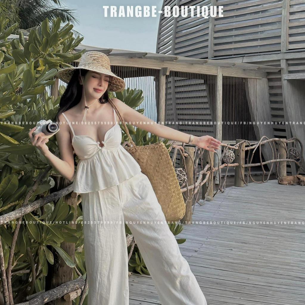 Set áo 2 dây cúp ngực xoè phối quần xuông - Anna.Store