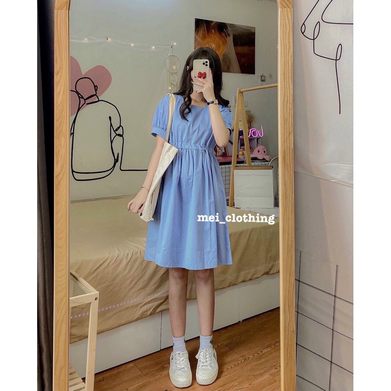 [Ảnh thật/video] Váy babydoll cổ vuông rút eo nhiều màu | BigBuy360 - bigbuy360.vn