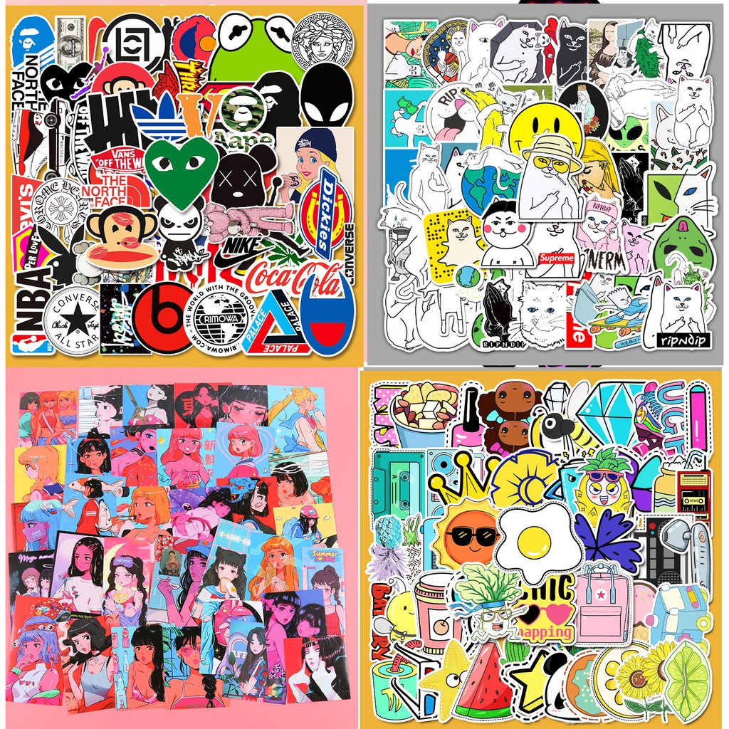 Set 50 Sticker Decal Dán Chống Nước Size Lớn Chống Nước