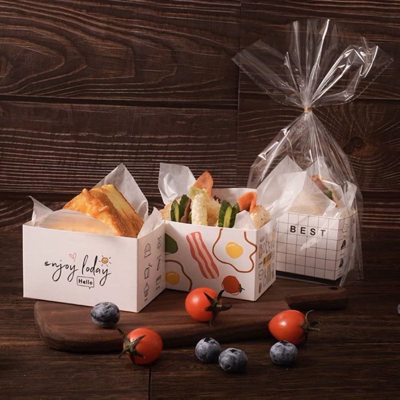 Set 10 hộp đựng sandwich kèm túi đựng và dây buộc