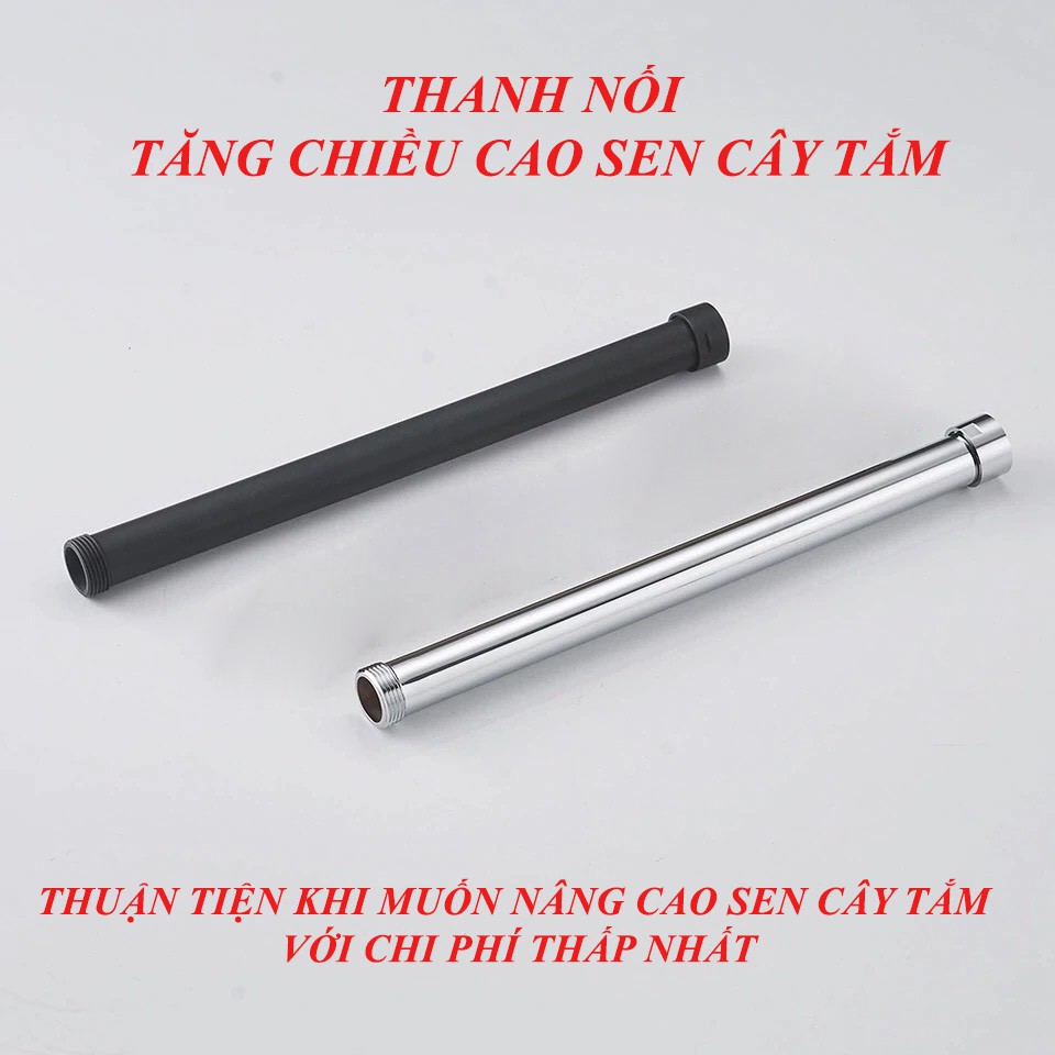 Thanh nối tăng chiều cao sen cây tắm đứng lên 300mm (Bạc mạ Niken, Đen sơn tĩnh điện)