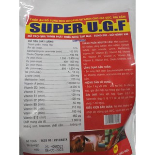Super UGF 1kg b ổ s ung nấm m en, k hoáng, vi ta min cho gia súc gia cầm