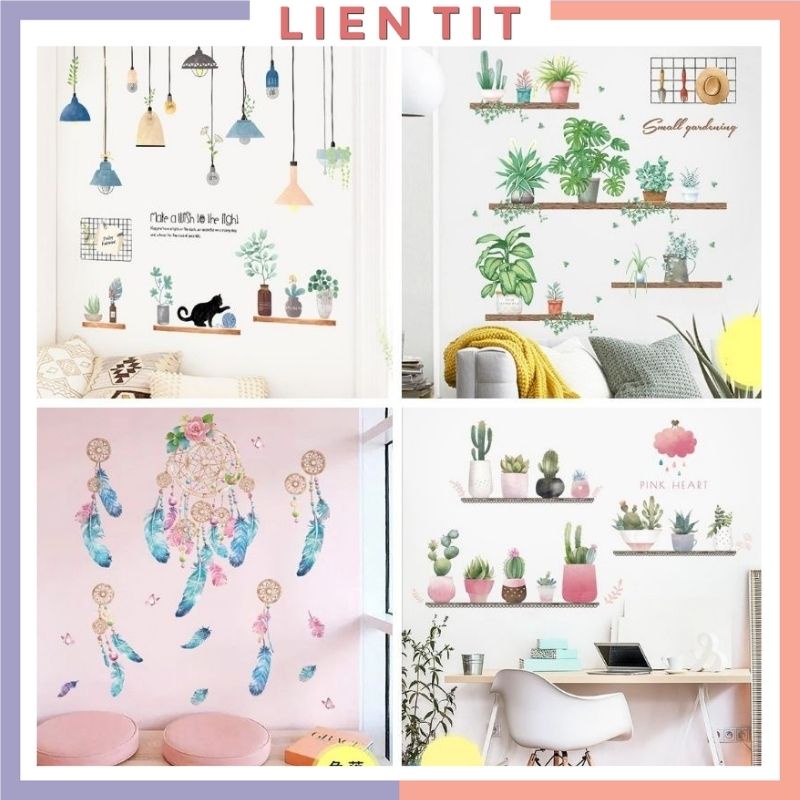 Decal dán tường nhiều mẫu, tranh dán tường giấy PVC cao cấp hàng đẹp