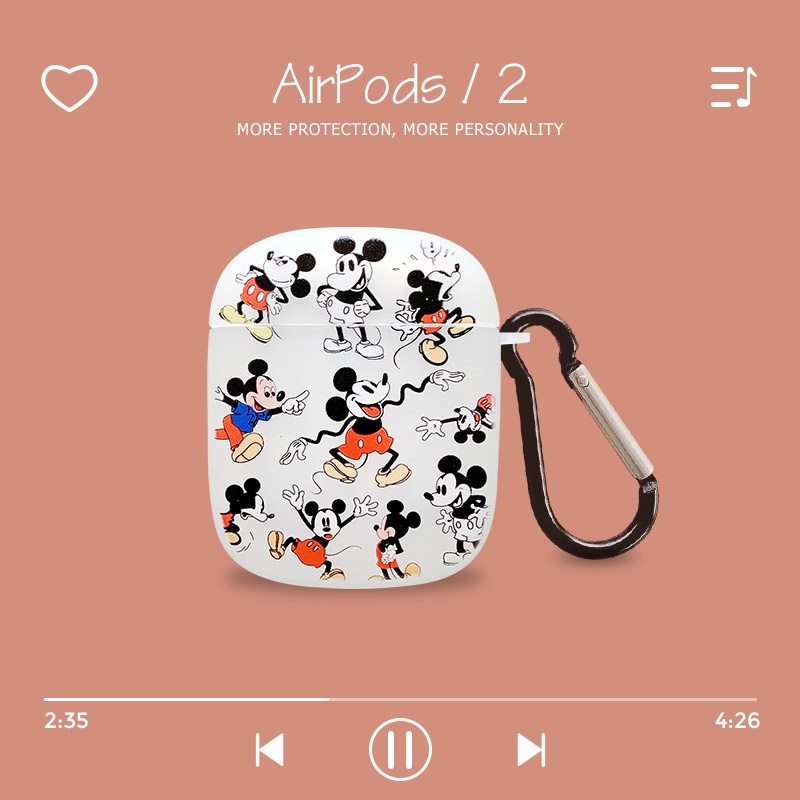 Vỏ bảo vệ hộp sạc tai nghe Airpods 1 2 3 Pro Bluetooth không dây chất liệu silicon hình Mickey kèm móc khóa