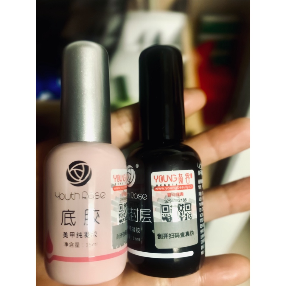 Cặp Base + Top Gel Hoa Hồng Youth Rose 15ml x 2 chính hãng