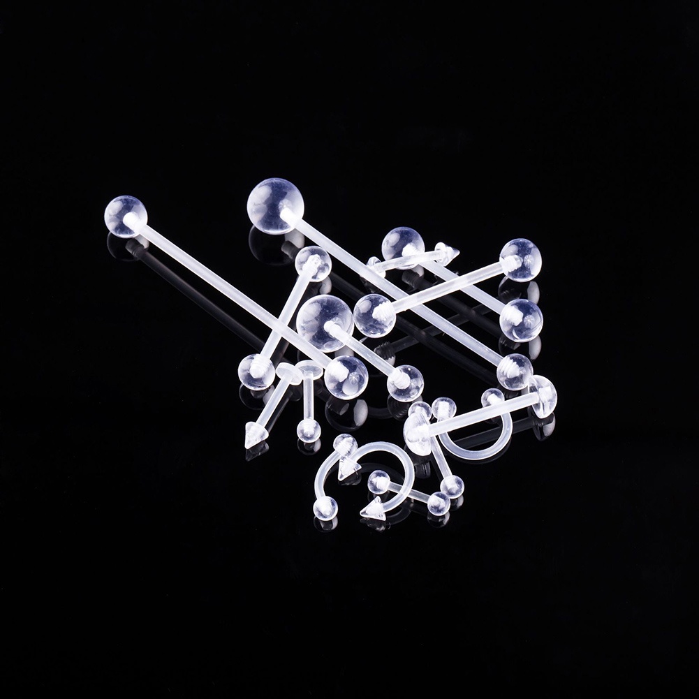 Set 15 Khuyên Mũi / Chân Mày / Móng Chân Mày Bằng Acrylic Trong Suốt Cá Tính