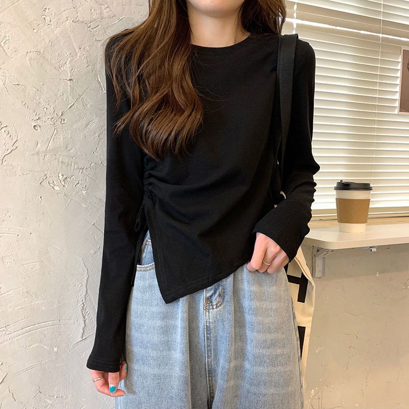 Áo Thun Dài Tay Phối Dây Rút Phong Cách Hàn Quốc 2022 Cho Nữ