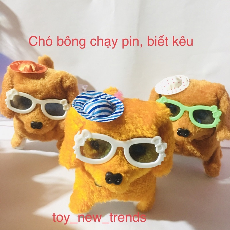 Đồ chơi cho bé, chó bông, chó bông biết đi. Mô hình chú chó được bao bọc lớp bông mềm, chó bông biết đi, biết kêu