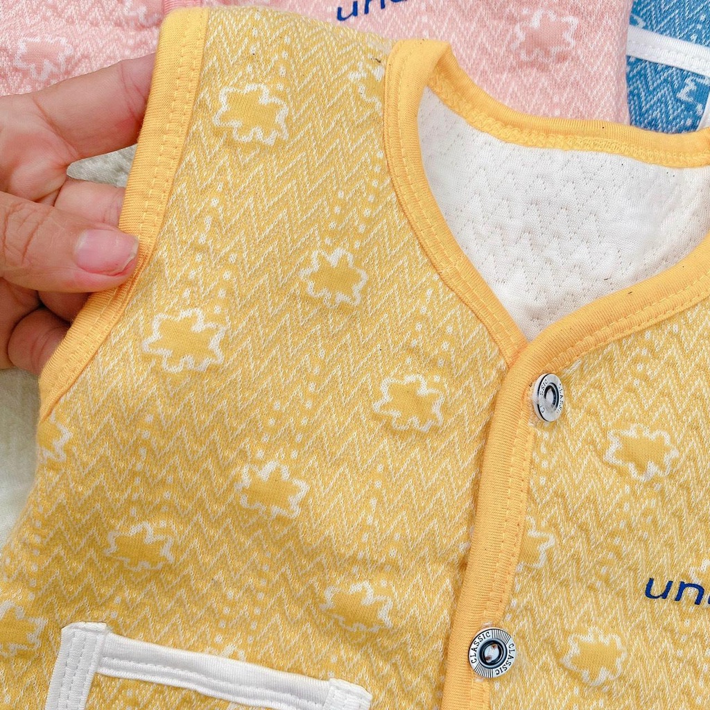 Áo gile xốp trần bông thu đông Unchi cài thẳng cho bé phối túi  (5-13kg)