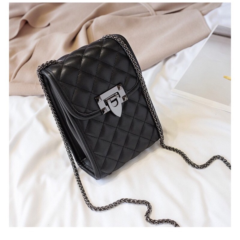 Túi Đeo Chéo Nữ ♥️ FREESHIP ♥️ Túi Đựng Điện Thoại Khóa Sập Trần Trám Hàn Quốc HQ115