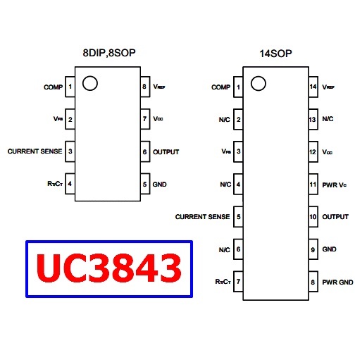 IC Tạo Giao Động 8 Chân UC3843B DIP8, IC Nguồn Switching Chính Hãng