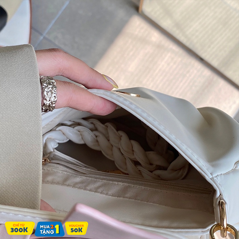 Túi Xách Nữ Đeo Chéo Đi Chơi Chất Da Phong Cách Tiểu Thư Gắn Nơ Cute
