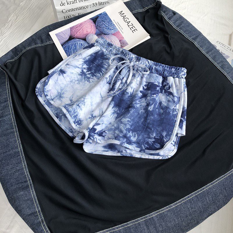Short Cộc Loang Màu Mặc Đi Ngủ Nữ Đen Rêu Xanh Hồng - Quần đùi Loang suông trơn chất thun co giãn mặc ở nhà Ulzzang