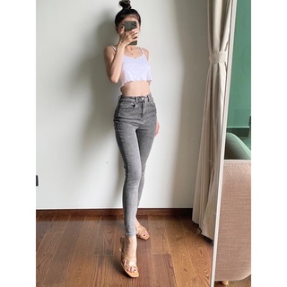 Quần skinny xám lưng cao