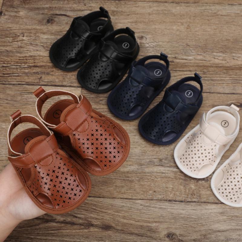 Xăng đan da PU đế mềm chống trượt thoáng khí cho trẻ em 0-18 tháng tuổi