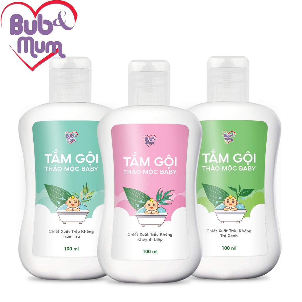 Sữa tắm gội cho bé chiết xuất thảo mộc Trầu Không-Tràm Trà 100ml BuB&MuM