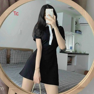 Đầm polo nữ đen dáng ôm váy nữ ngắn body ngắn