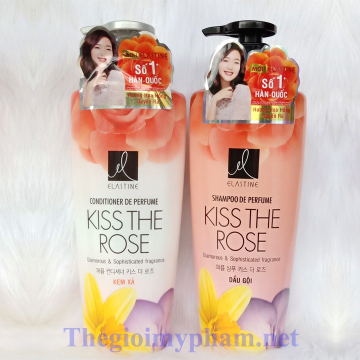 Combo Dầu Gội + Dầu Xả Double Rich Elastine Kiss The Rose 600g