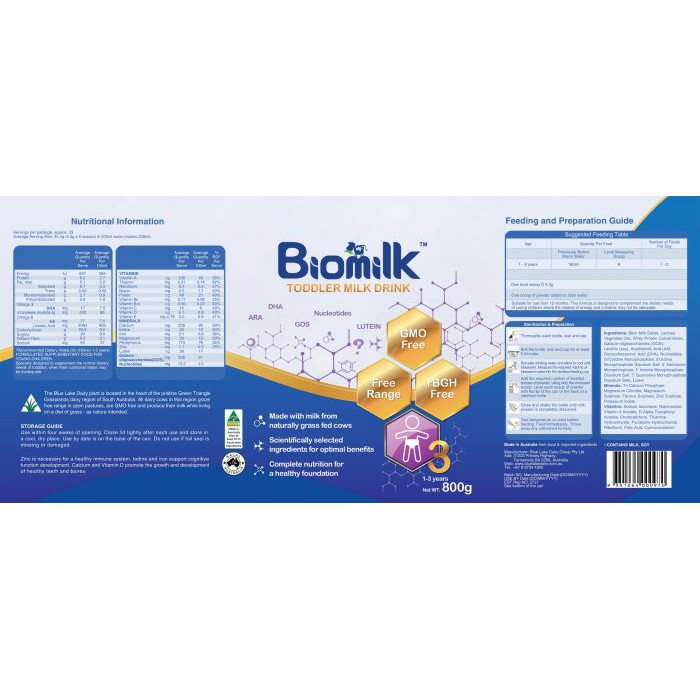 Sữa Biomilk Dinh Dưỡng Úc Đủ Số 1,2,3,4 800gr