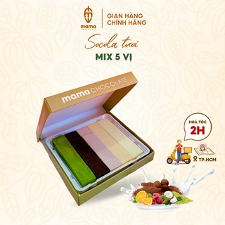 Socola tươi mama chocolate mix 5 vị matcha, đen đắng, dâu, cam, sữa dừa hộp 25 viên 150g