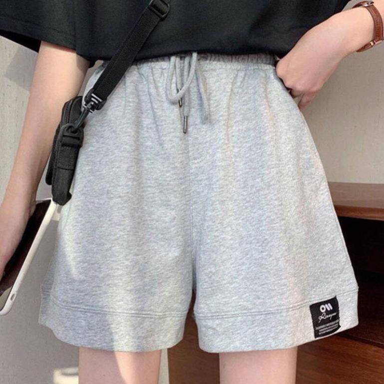 [SIÊU HOT] Quần Đùi Unisex Dáng Hàn Logo Quần Short Nam Nữ Cạp Chun 2 Màu Đen, Xám Ulzzang Hot Hit
