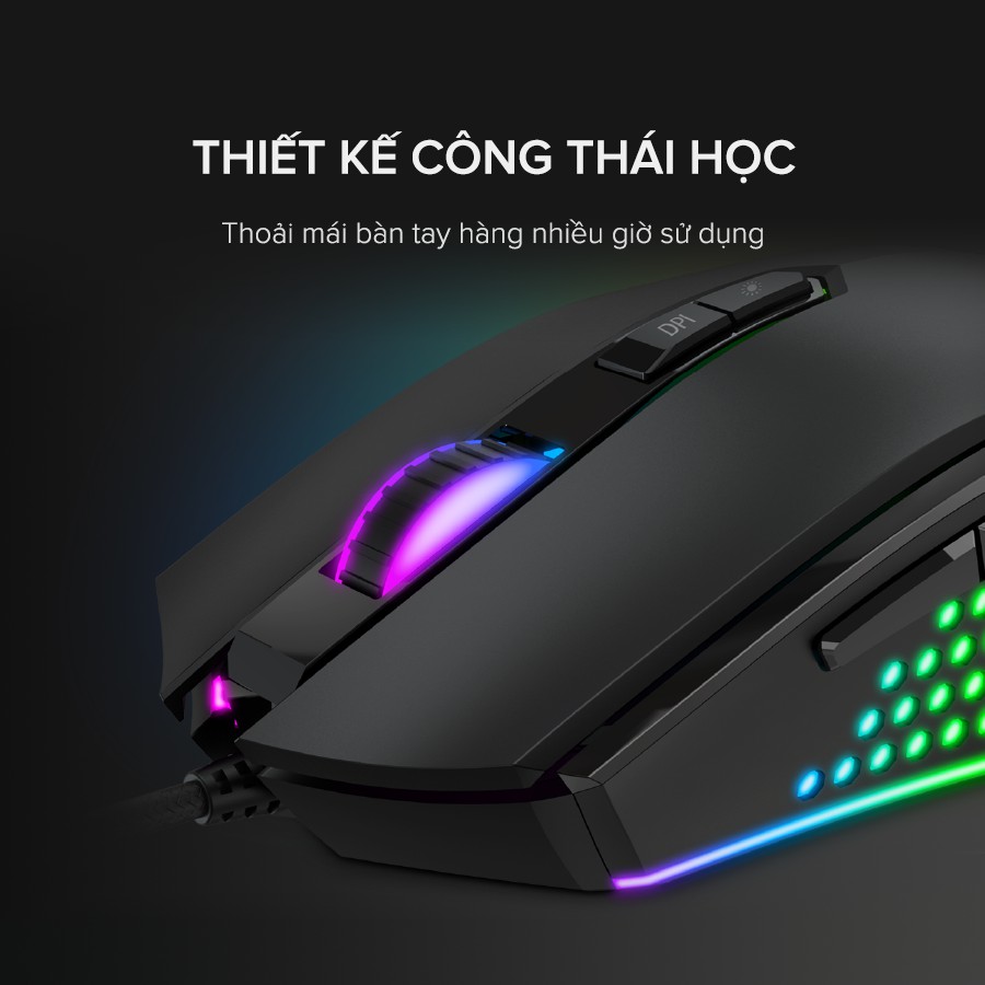 Chuột Gaming HAVIT MS814, 16 Triệu Màu RGB, 6 Chế Độ DPI, Tích Hợp 7 Nút Điều Chỉnh - Chính Hãng BH 12 Tháng Dizigear