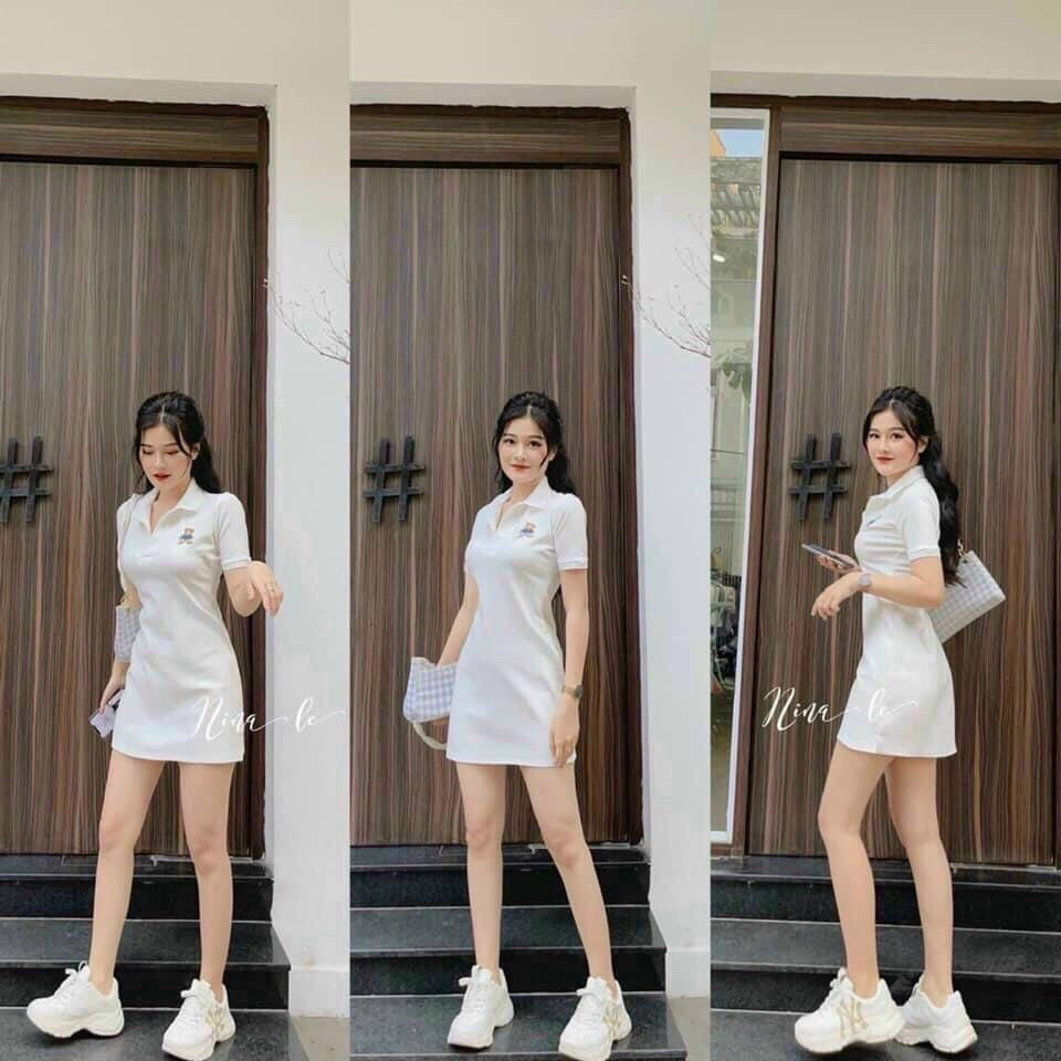 [ Miễn Phí Ship 2022 ] Đầm thun thêu cổ gấp ôm dáng, đầm nữ ôm eo tôn dáng phong cách Hàn Quốc