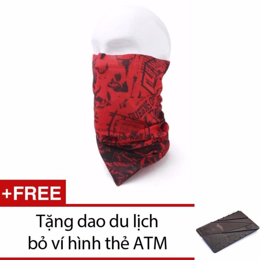Khăn đa năng đi phượt ( giao màu ngẫu nhiên)+ Tặng dao du lịch hình ATM đa năng bỏ ví