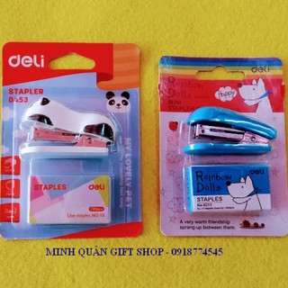Bấm ghim giấy kèm ghim dập DELI MINI STAPLER SET 253 max 12 tờ