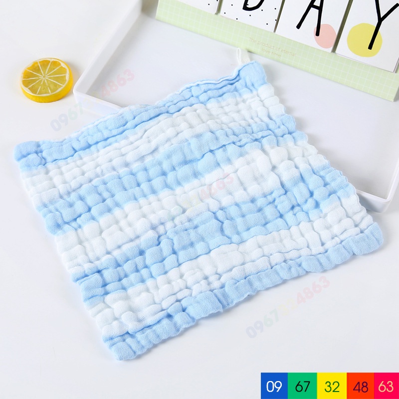 Khăn sữa xô 6 lớp XỌC KẺ rửa mặt loại dày siêu mềm mại cho bé