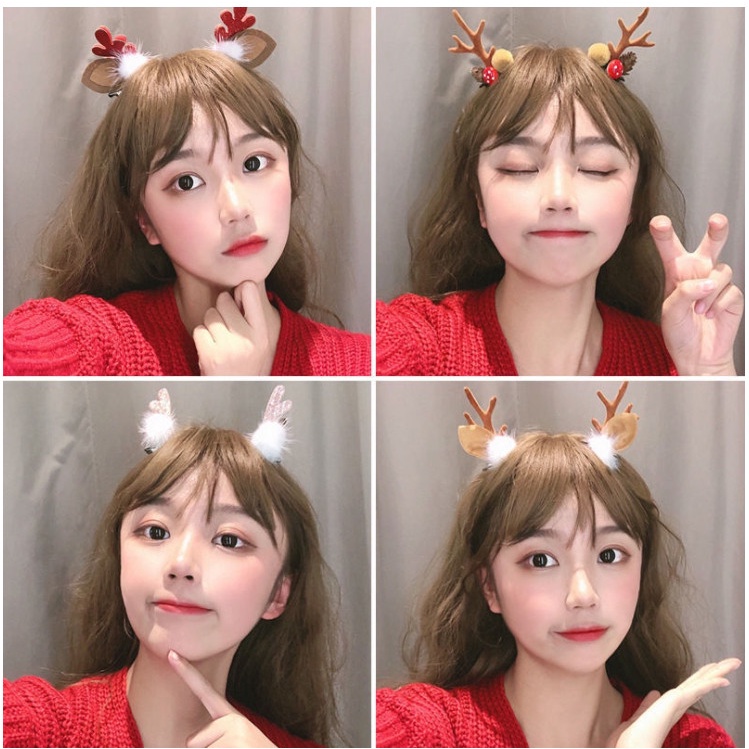 Kẹp tóc phong cách giáng sinh dễ thương bờm tóc giáng sinh 2021